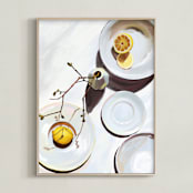 "Flatlay Lemon Study" - Art Print in Bright White by Kinga Subject - Framed