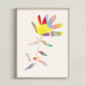 "Botanical Burst II" - Art Print in Cream by Creo Study - Framed