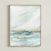 "Shimmering Coast II" - Art Print in Azure by Nicoletta Savod - Framed