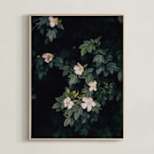 "Moody white roses" - Art Print in deep green by Hanke Arkenbout - Framed