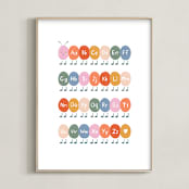 "Caterpillar ABC" - Art Print in Rainbow by Elif Sahin - Framed