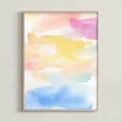 "Coastal Sunset" - Art Print in Lemon by Lindsay Megahed - Framed