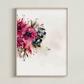 "Bloom Portrait" - Art Print in Wine by Lori Wemple - Framed