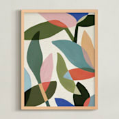 "Garden in Bloom" - Art Print in Moss Green by Katherine Moynagh - Framed