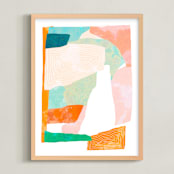 "Happy Memories nº2" - Art Print in Peachy Coral by Dominique Vari - Framed