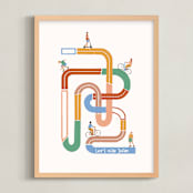 "So many roads to ride" - Personalized Art Print in Earthy by Pati Cascino - Framed