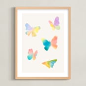 "Watercolor butterflies" - Art Print in Sky by Lindsay Megahed - Framed