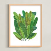 "Banana Leaf Bouquet" - Art Print in Tropical Green by Madeline Trait - Framed