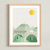 "Train Voyage" - Art Print in Burnt Sienna by Robert and Stella - Framed