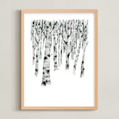 "Birch Forest" - Art Print in Birch Grey by Jean Choe Art and Design - Framed