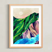 "Two Explorers I" - Art Print in Emerald Green by Mojca Dolinar - Framed