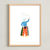"Cowboy Carl" - Art Print in Cajun Shrimp by Kelsey Livingston - Framed