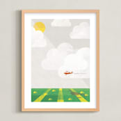 "Sky Adventure" - Art Print in Burnt Sienna by Robert and Stella - Framed