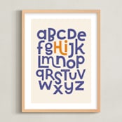 "Hi from the Alphabet" - Art Print in Indigo by Krissy Callahan - Framed