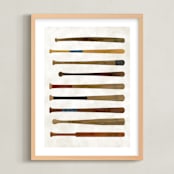 "Vintage Bats" - Art Print in Dust by Heather Schertzer - Framed