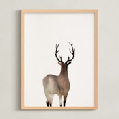 "Prancer" - Art Print in Deer Brown by jinseikou - Framed
