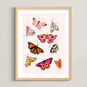 "Moths & Butterflies" - Art Print in Blush Pink by Shannon Kirsten - Framed