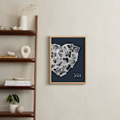 "Modern Heart Snapshot Mix® Cool Tones" - Framed Photo in Midnight Blue by Minted - In a Room
