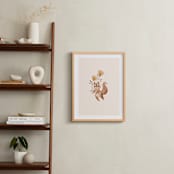 "Squirrel with Flowers" - Art Print in Tan by Vivian Yiwing - In a Room