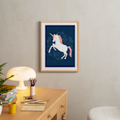 "Unicorn & Blooms" - Art Print in Navy by Little Miss Missy - In a Room