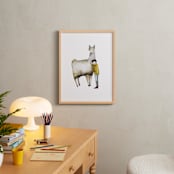 "LLama and Boy" - Art Print in Cozy Yellow by Sarah Fitzgerald - In a Room