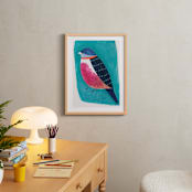 "still 5" - Art Print in Turquoise, petrol, pink and blue by Victoria Johnson - In a Room