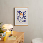 "Hi from the Alphabet" - Art Print in Indigo by Krissy Callahan - In a Room