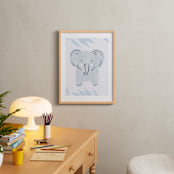 "Elephant Portrait" - Art Print in Calm Blue by Carolyn MacLaren - In a Room