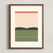 "Horizons Set 3" - Art Print in Grass Green by Roseanne Kenny - Framed