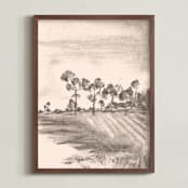 "Countryside II" - Art Print in Rose by Teju Reval - Framed