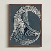 "Dancing Lines" - Art Print in Whale Blue by Lucrecia Caporale - Framed