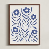 "Bloom 2" - Art Print in Denim by Kelly Watkins - Framed