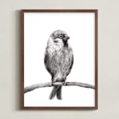 "Little Sparrow" - Art Print in Charcoal by Elly - Framed