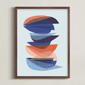 "bird chatter" - Art Print in cobalt by Carrie Moradi - Framed