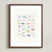 "Alphabet Dinos" - Art Print in Cretaceous by Teju Reval - Framed