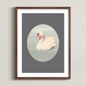 "Dreamy Swan" - Art Print in Smoke by Teju Reval - Framed