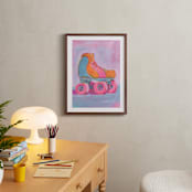"Roller Skater Joy" - Art Print in Bubblegum Pink by Lucrecia Caporale - In a Room