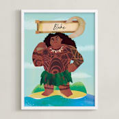 "Maui the Wayfinder from Disney's Moana" - Personalized Art Print in Deep Sea by Lori Wemple - Framed