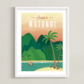 "Escape to Motunui" - Art Print in Sunset by Erica Krystek - Framed