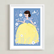 "Enchanted Snow White" - Art Print in Bluebird by Angela Thompson - Framed