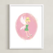 "Tink Flies" - Art Print in Blush by Itsy Belle Studio - Framed