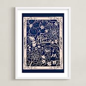 "Art Nouveau Alice" - Art Print in Navy by Stefanie Lane - Framed