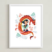 "Warrior Princess Mulan" - Art Print in Dragon by curiouszhi - Framed