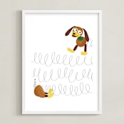 "Slinky Dog Saves the Day" - Art Print in Bark by Jackie Crawford - Framed