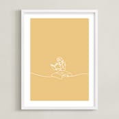 "Lost In A Book From Disney's Beauty and the Beast" - Art Print in Buttermilk by Britt Mills - Framed