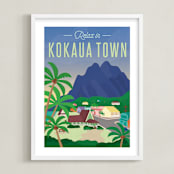 "Relax in Disney's Kokaua Town" - Art Print in Palm by Erica Krystek - Framed