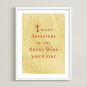 "Disney's Belle Adventure Quote" - Art Print in Golden by Leah Bisch - Framed
