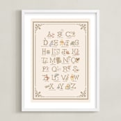 "Disney's Pooh Alphabet" - Art Print in Beige by Teju Reval - Framed