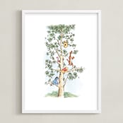 "Disney's Winnie The Pooh Tree" - Art Print in Green by Emma Adams - Framed