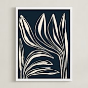 "Navy Botanical #1" - Art Print in Midnight by ALICIA BOCK - Framed